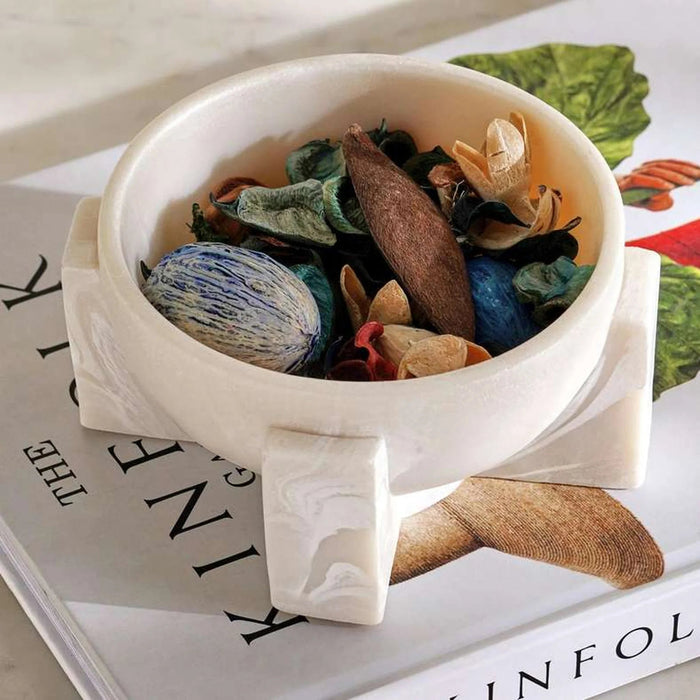 Pheobe Resin Footed Bowl 12.7X12.7X6Cm - White Pan Home