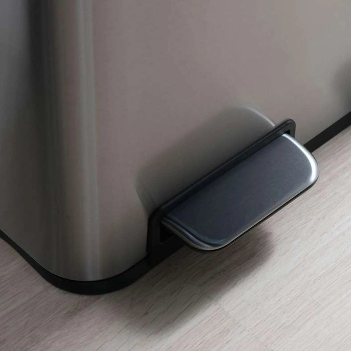Phoenix Soft Close Metal Pedal Bin With Fingerprint Resistant 2X30L 52.5X38X66.5Cm - Chrome Pan Home