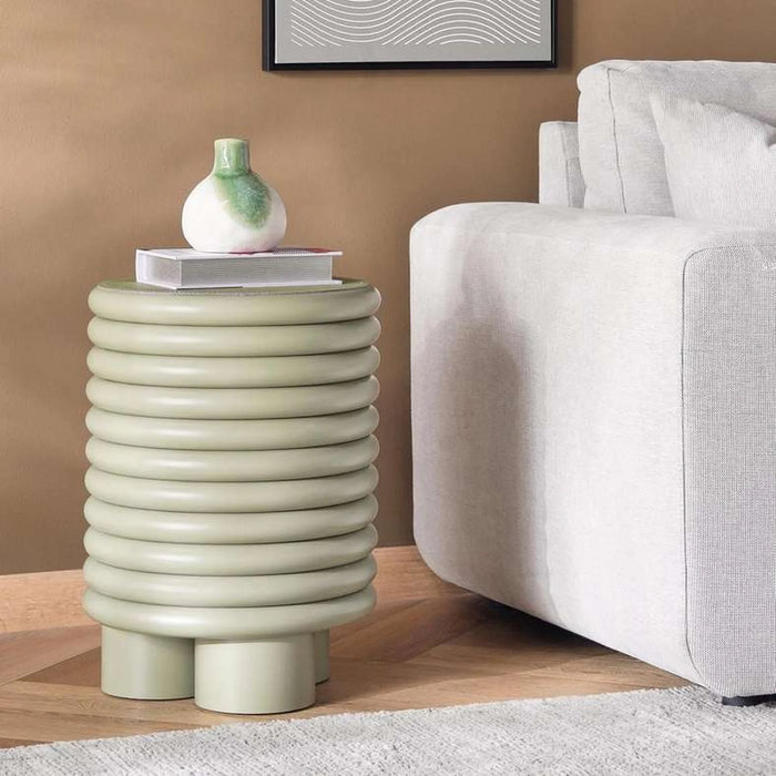 Pietra End Table Round Pu - Green