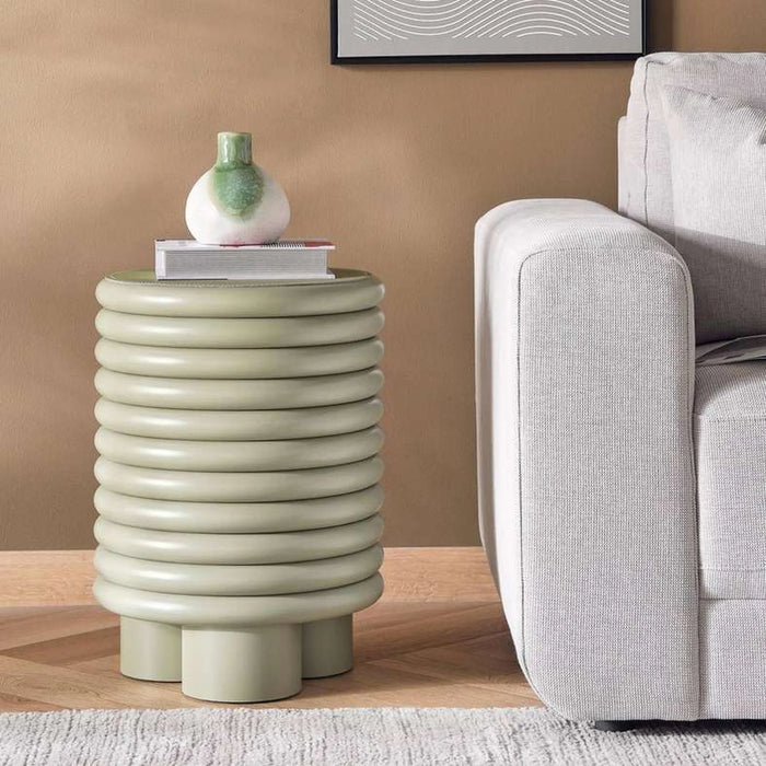 Pietra End Table Round Pu - Green