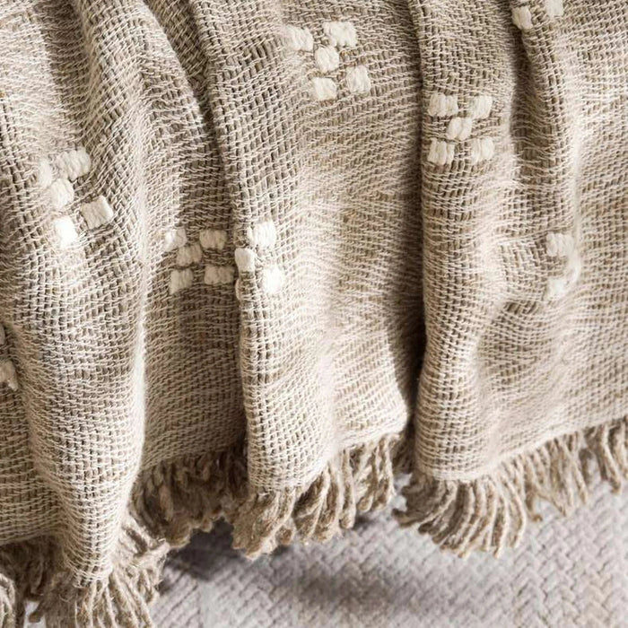 Pinwheel Linen Dotty Fringed Throw 125X150Cm -Linen Pan Home