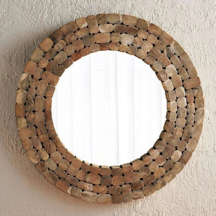 Pixel Handmade Wooden Wall Mirror Dia 80Cm - Natural Pan Home