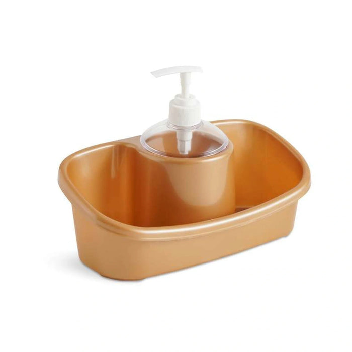 Plastic Forte 3In1 Liquid Dispenser With Scrubber Holder 23.6X10X11.8Cm -Assorted Pan Home