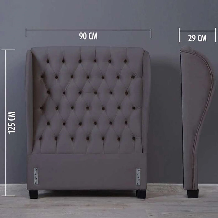 Pluto Headboard Velvet Grey L-90 : H-125 Cm