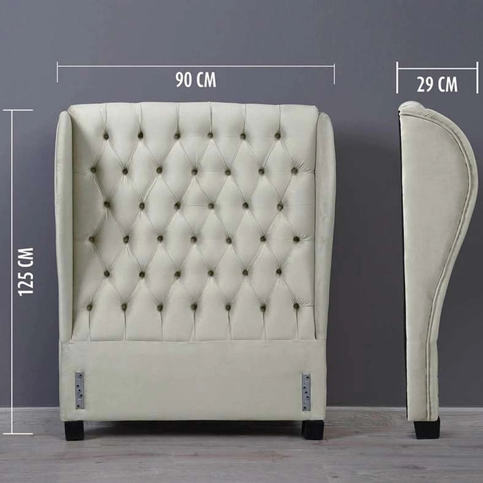 Pluto Headboard Velvet White L-120 : H-125 Cm
