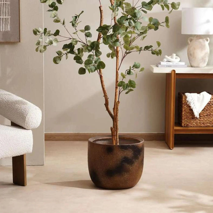 Pollux Polyresin Planter Dia40X37Cm - Rust Pan Home