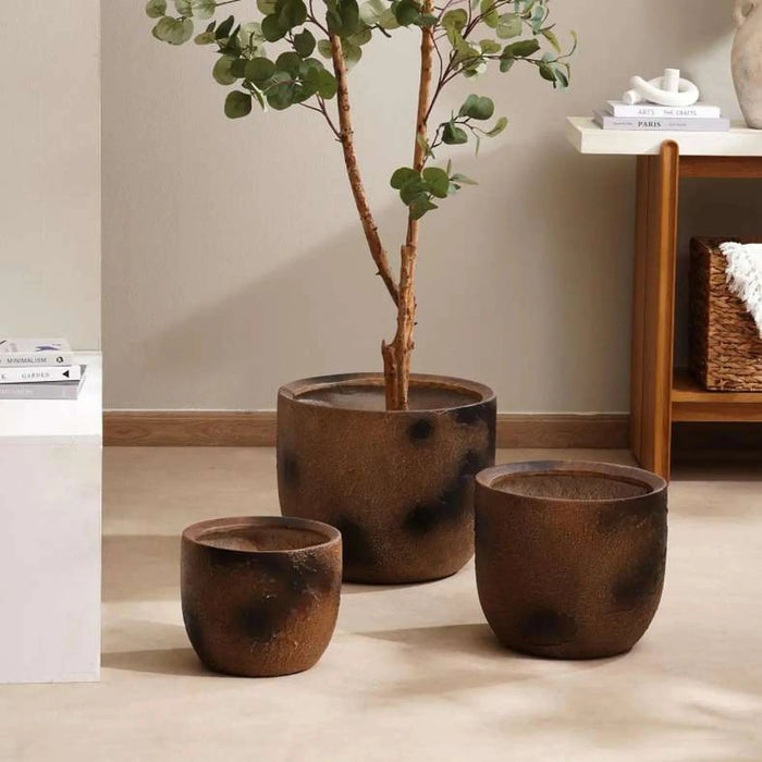 Pollux Polyresin Planter Dia40X37Cm - Rust Pan Home