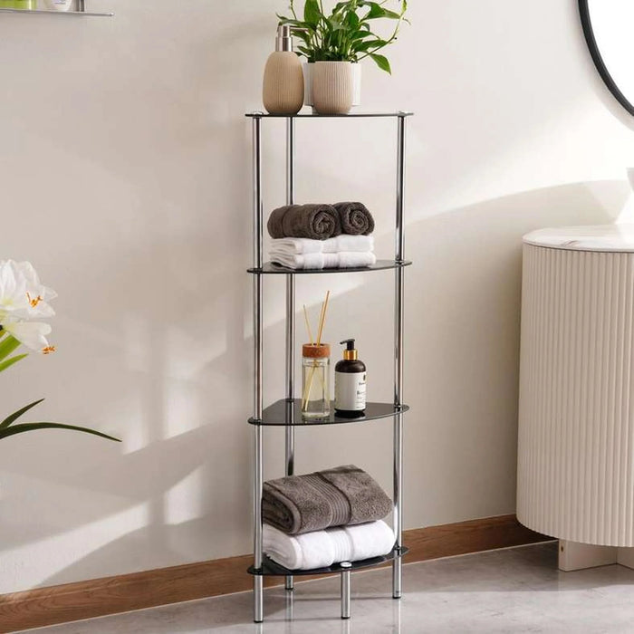 Polo 4-Tier Corner Glass Shelf 29X29X103.5Cm - Black