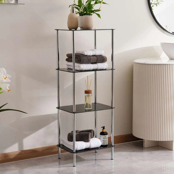 Polo 4-Tier Glass Shelf 30X40X103.5Cm - Black