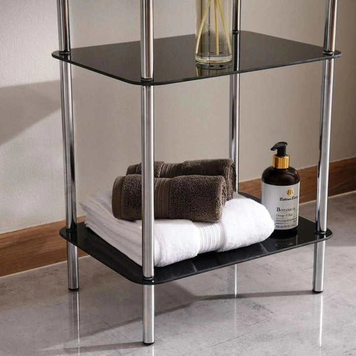 Polo 4-Tier Glass Shelf 30X40X103.5Cm - Black