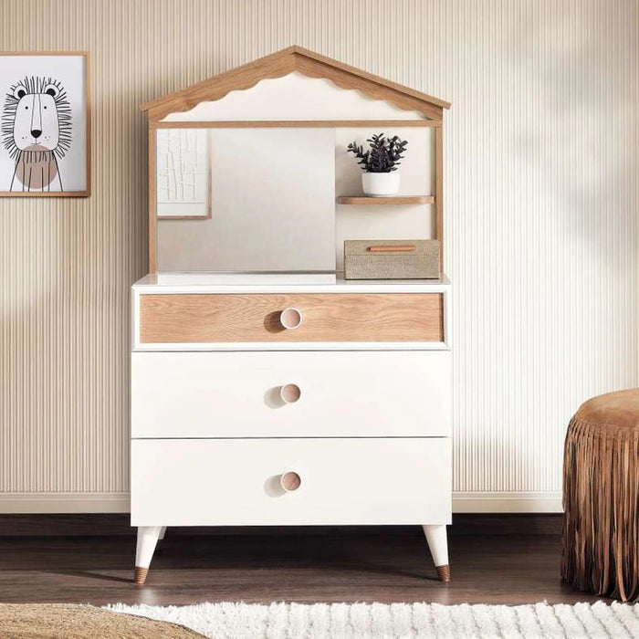 Popeye Kids Dresser 3 Drawers With Mirror - White