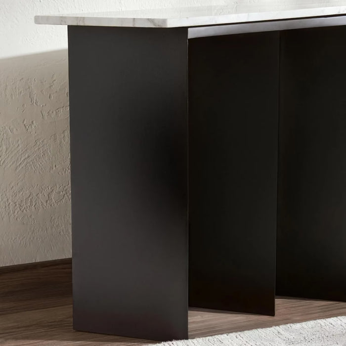 Poragan Console Table With Mirror Marble - Black & White