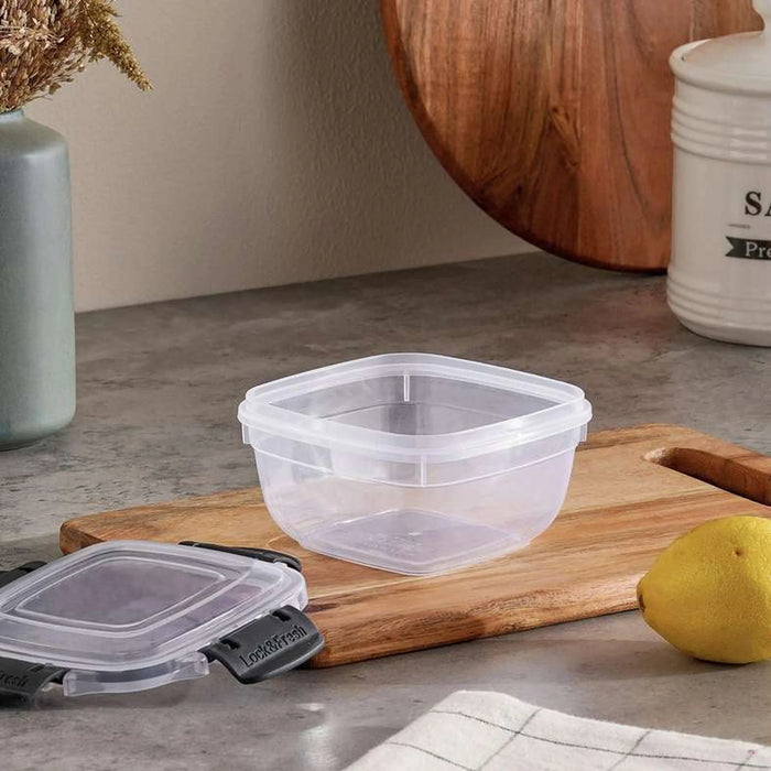 Porta Square Food Container 500Ml - Clear & Grey