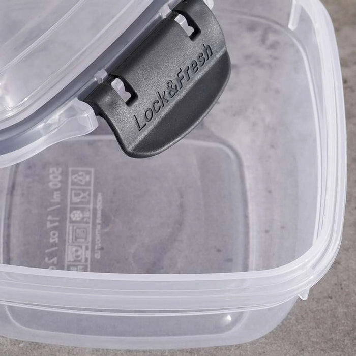 Porta Square Food Container 500Ml - Clear & Grey