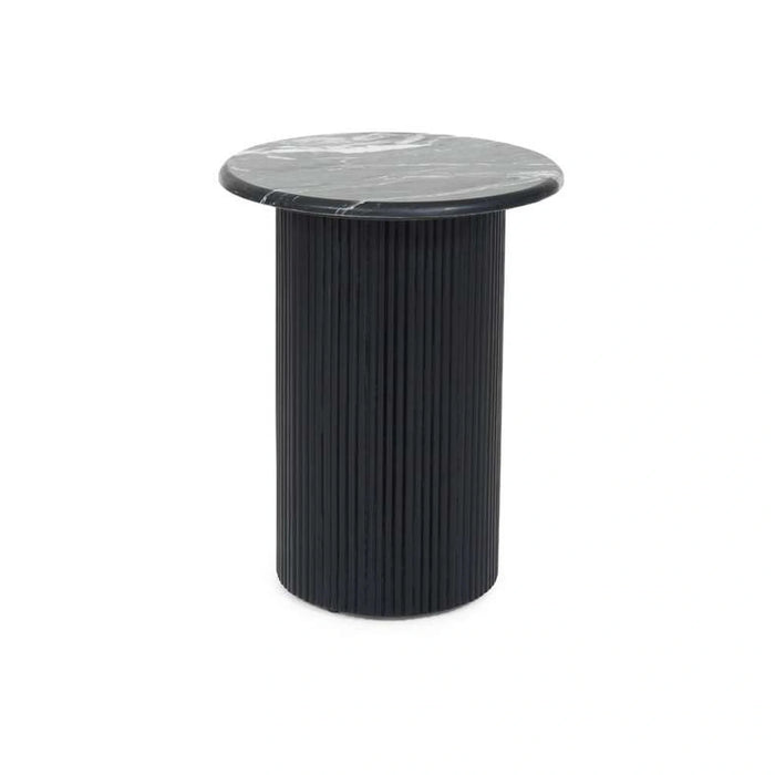 Povera End Table Black Marble Black Wood