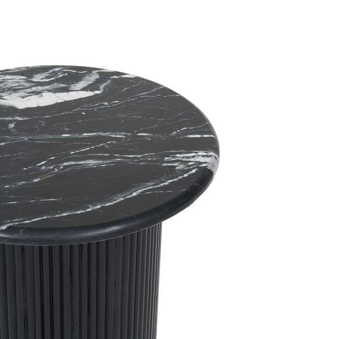 Povera End Table Black Marble Black Wood