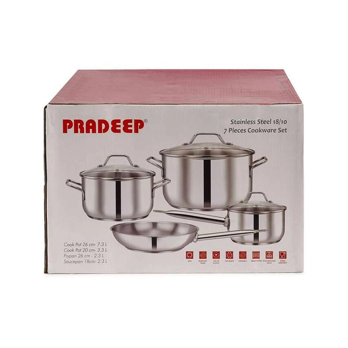 Pradeep 7-Piece Stainless Steel Cookware Set -Chrome Pan Home