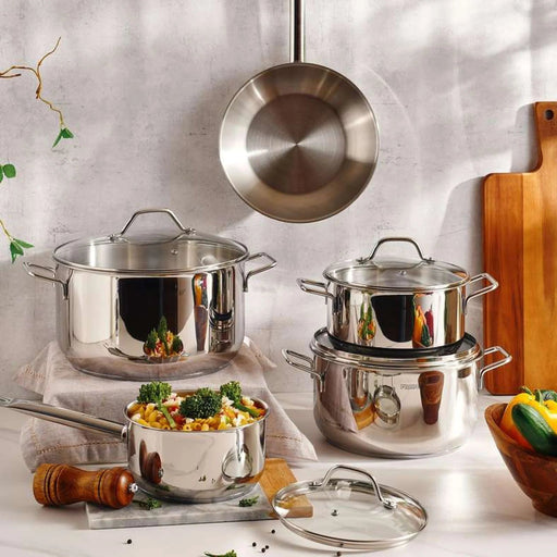 Pradeep 9-Piece Stainless Steel Cookware Set -Chrome Pan Home
