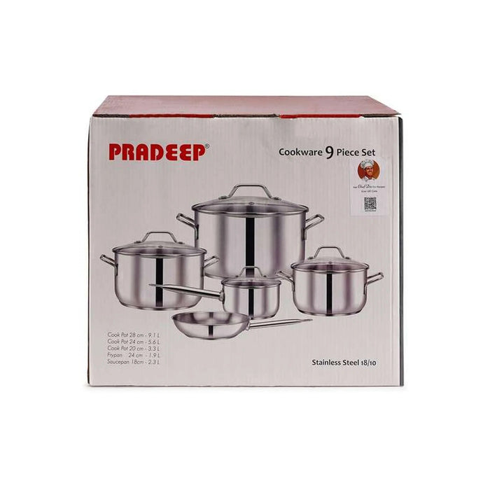 Pradeep 9-Piece Stainless Steel Cookware Set -Chrome Pan Home