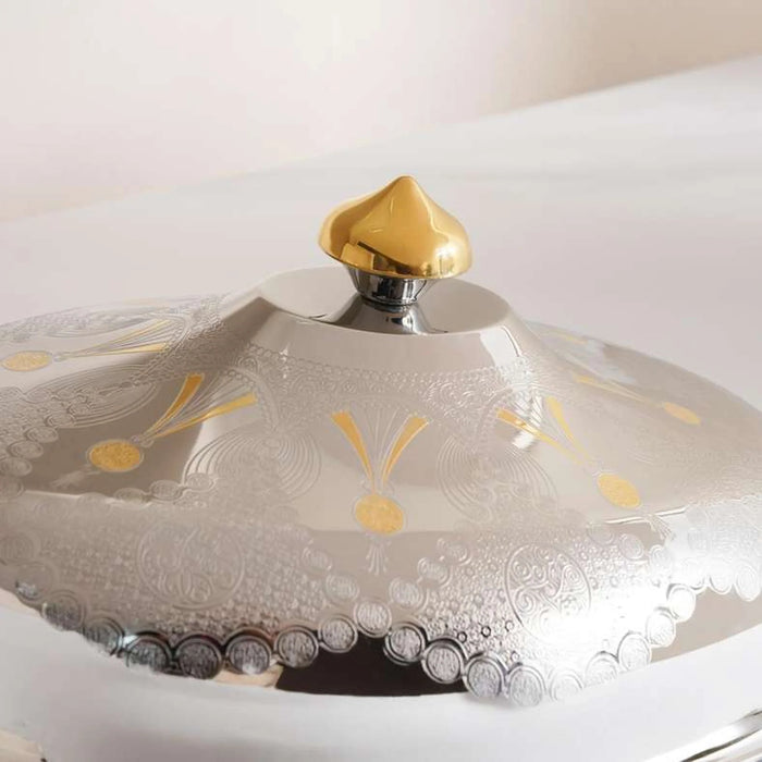 Pradeep Al Hana Serving Dish 39Cm - Chrome & Gold
