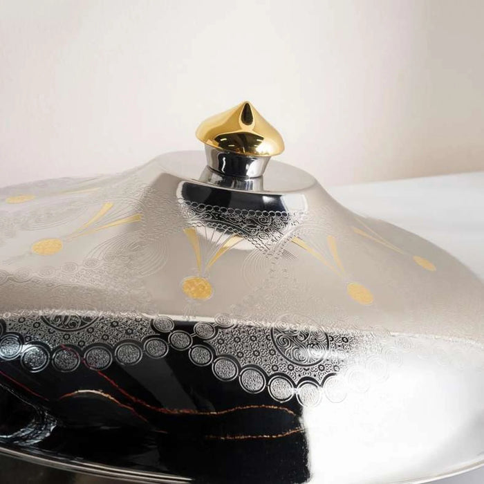 Pradeep Al Hana Serving Dish 50Cm - Chrome & Gold