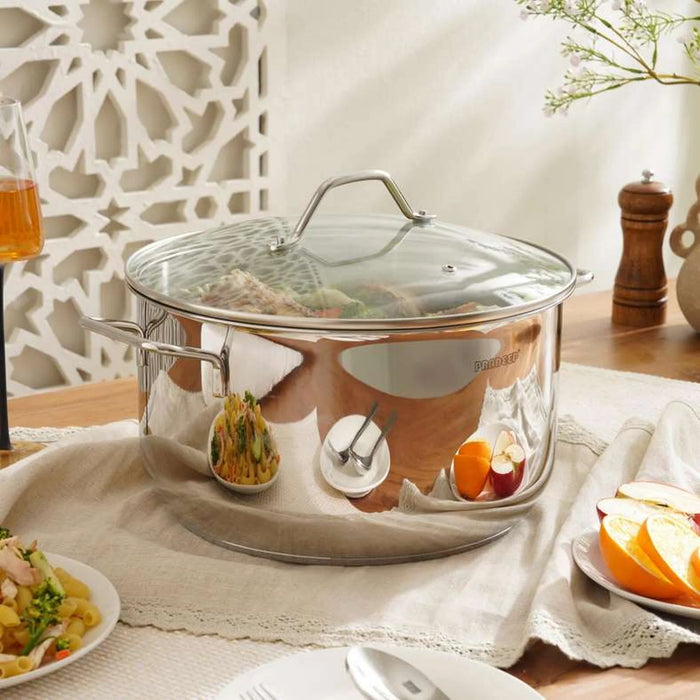 Pradeep Stainless Steel Cooking Pot With Lid Dia28Cm -Chrome