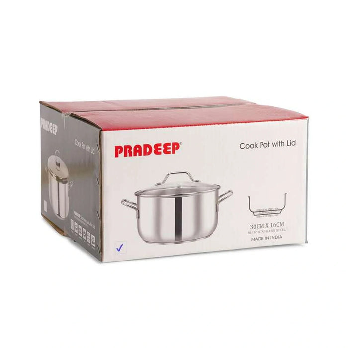 Pradeep Stainless Steel Cooking Pot With Lid Dia30Cm -Chrome