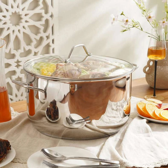 Pradeep Stainless Steel Cooking Pot With Lid Dia32Cm -Chrome