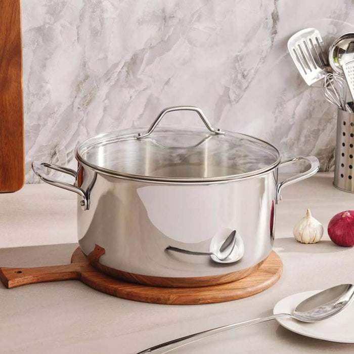 Pradeep Triply Stainless Steel Cooking Pot With Lid Dia28Cm -Chrome