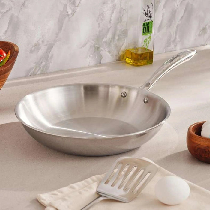 Pradeep Triply Stainless Steel Fry Pan (20cm) - Chrome Pan Home