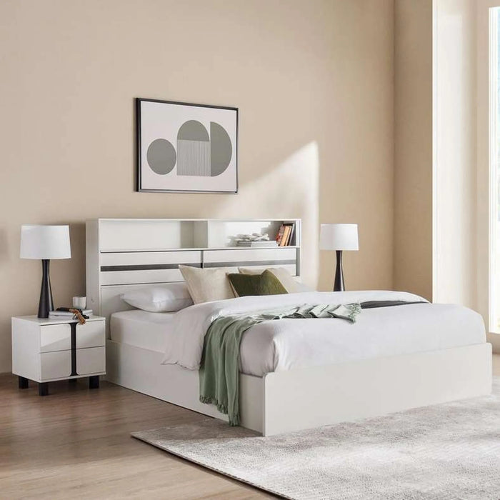 Prague Bed 180X200Cm With Usb Port - White