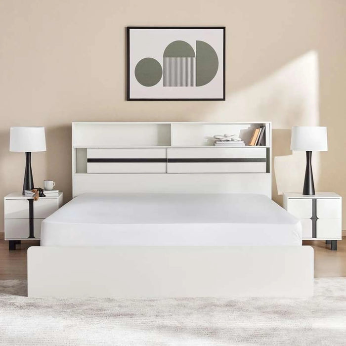 Prague Bed 180X200Cm With Usb Port - White