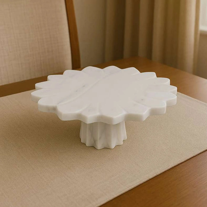 Praline Marble Cake Plate 30.48X30.48X13.97Cm- White