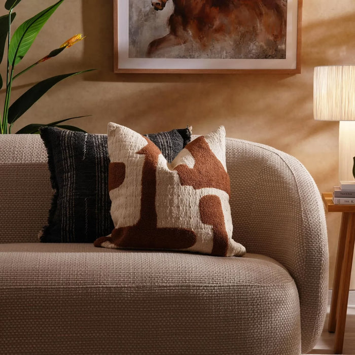 Prato Hand Embroidered Filled Cushion 50X50Cm - Rust