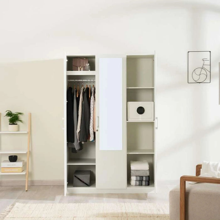 Premier 3 Door Wardrobe With Mirror - White