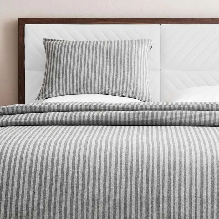 Premium Cotton Jersey Stripe 2-Piece Full Duvet Cover Set  160X200Cm - Grey Pan Home
