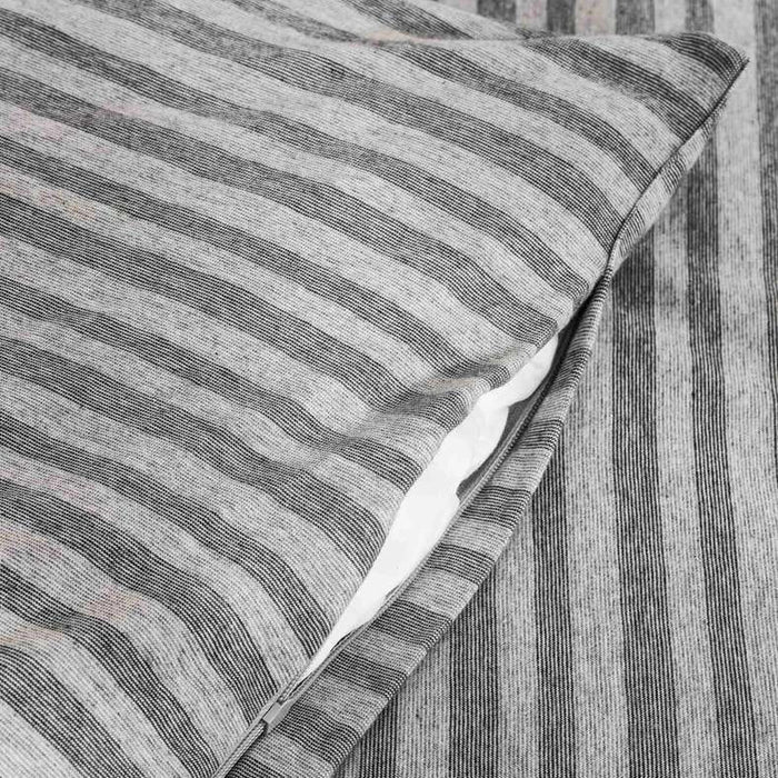 Premium Cotton Jersey Stripe 2-Piece Full Duvet Cover Set  160X200Cm - Grey Pan Home