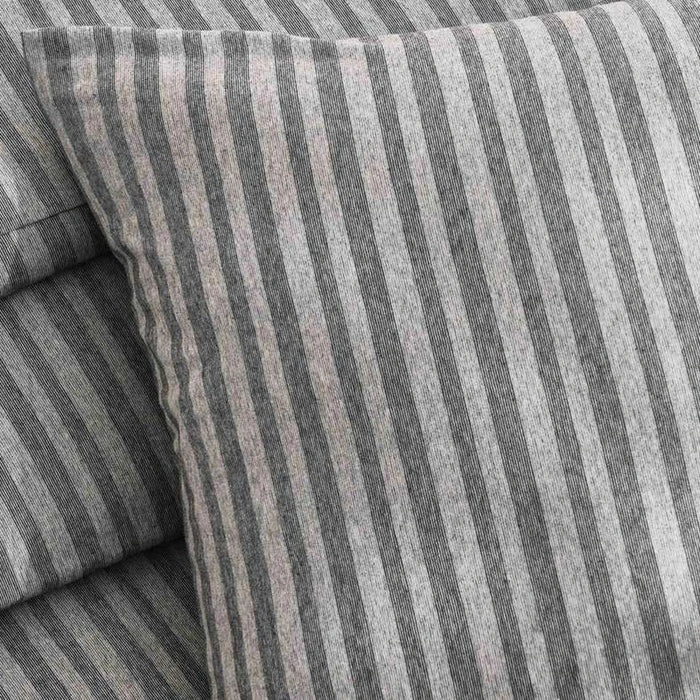 Premium Cotton Jersey Stripe 2-Piece Full Duvet Cover Set  160X200Cm - Grey Pan Home