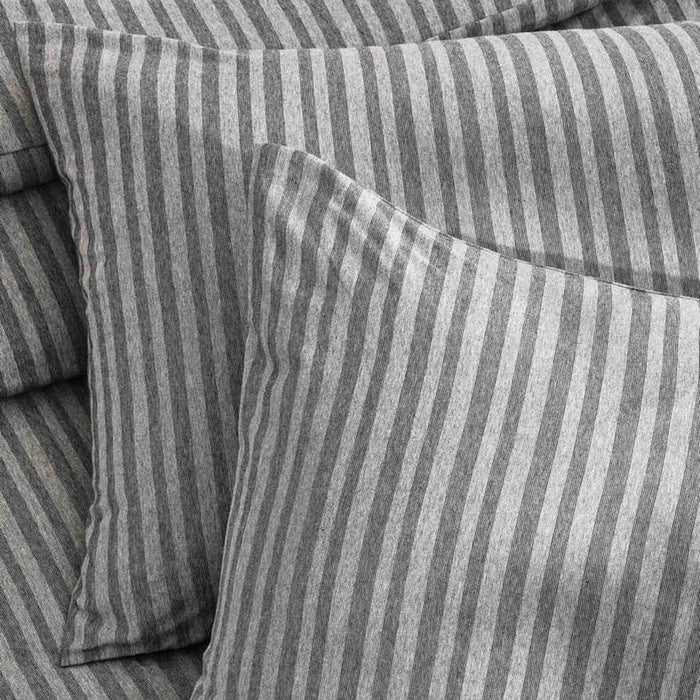 Premium Cotton Jersey Stripe 3-Piece King Duvet Cover Set 230X220Cm - Grey