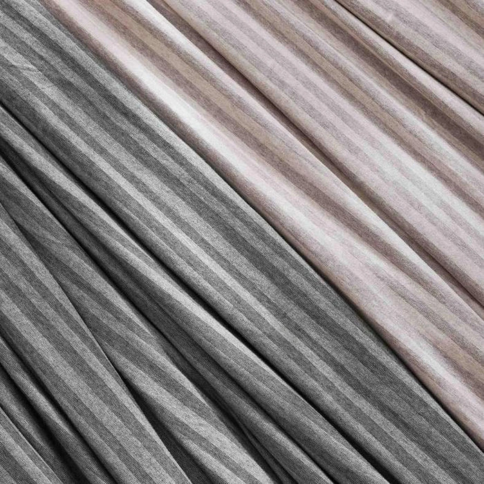 Premium Cotton Jersey Stripe 3-Piece King Duvet Cover Set 230X220Cm - Grey