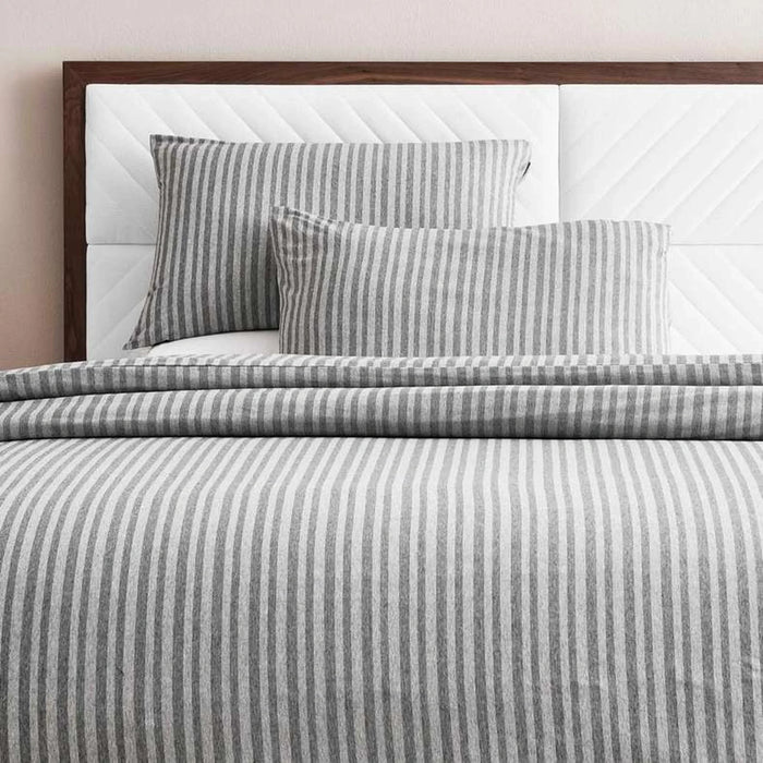 Premium Cotton Jersey Stripe 3-Piece Super King Duvet Cover Set 260X220Cm - Grey