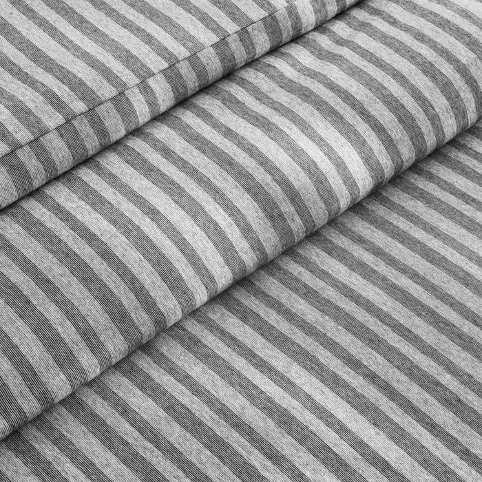 Premium Cotton Jersey Stripe 3-Piece Super King Duvet Cover Set 260X220Cm - Grey