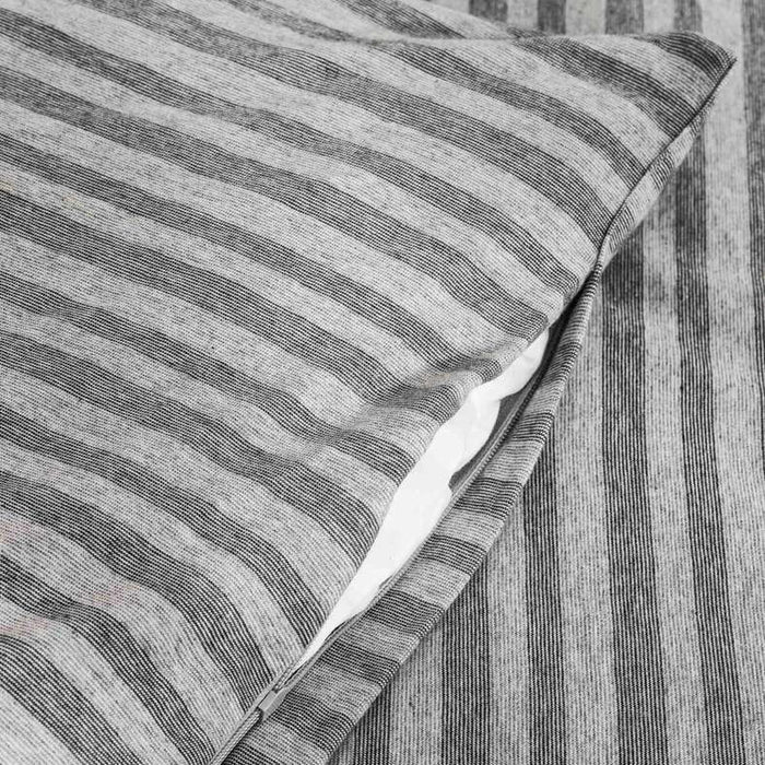 Premium Cotton Jersey Stripe 3-Piece Super King Duvet Cover Set 260X220Cm - Grey