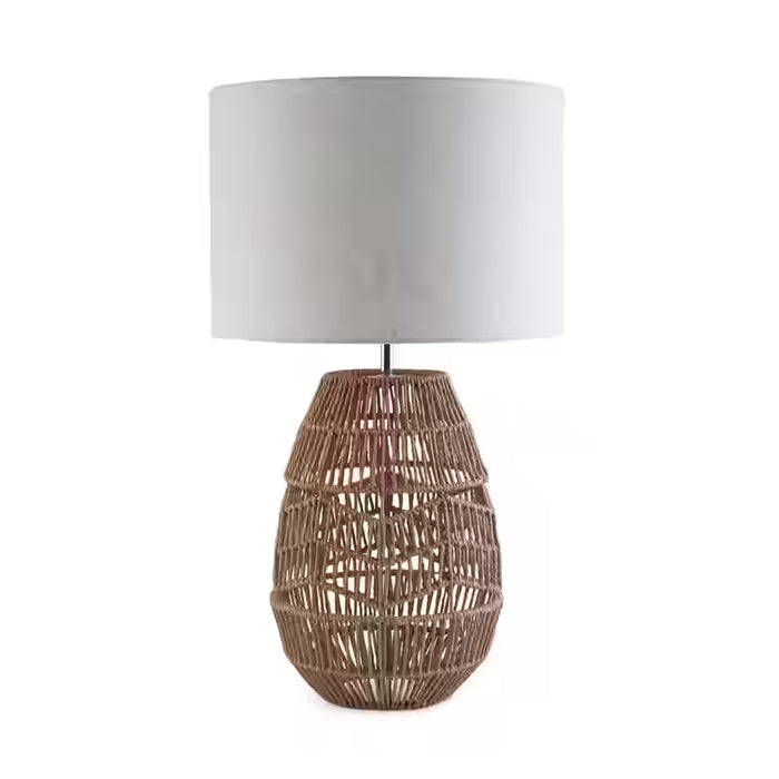 Prescott E27 Rattan Table Lamp Dia 35X61Cm - Brown