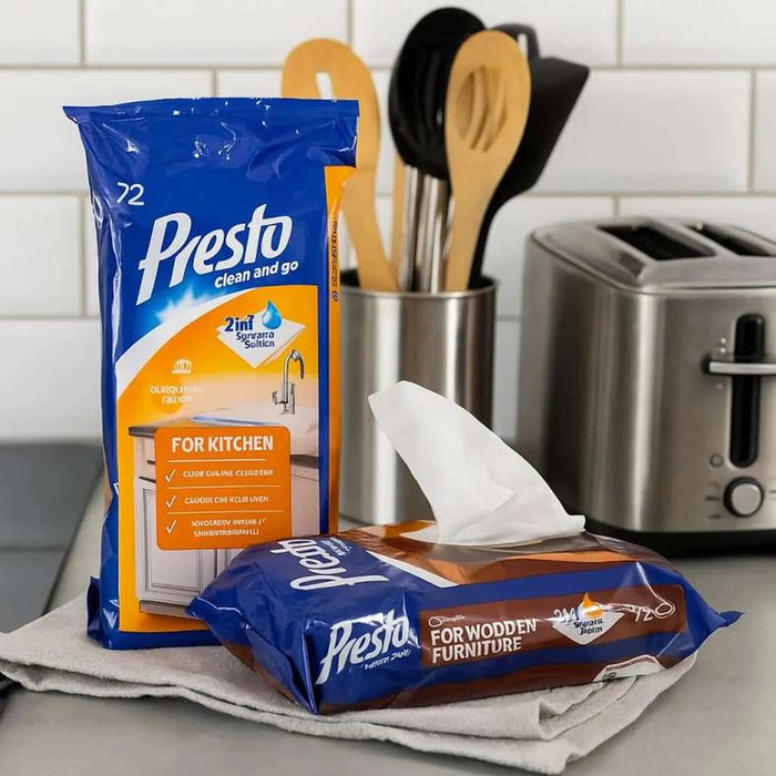 Presto Wet Wipes 72 Pieces Set For Wooden Furniture-White Pan Home
