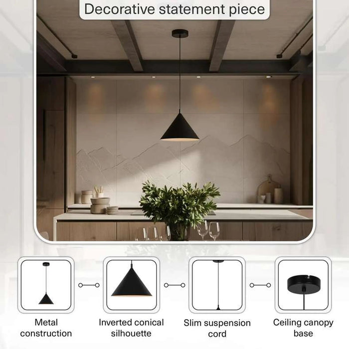 Preston E27 Metal Pendant Lamp 22X165Cm - Matt Black