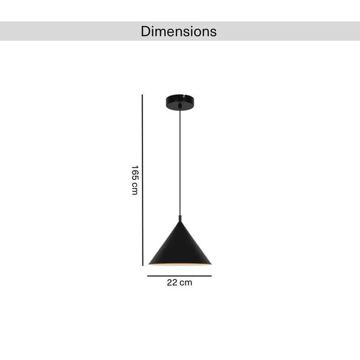 Preston E27 Metal Pendant Lamp 22X165Cm - Matt Black