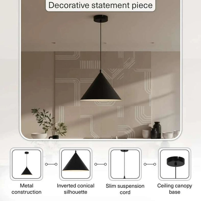 Preston E27 Metal Pendant Lamp 30X165Cm - Matt Black