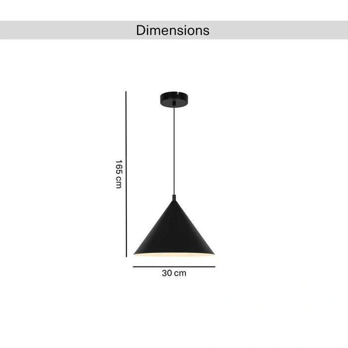 Preston E27 Metal Pendant Lamp 30X165Cm - Matt Black