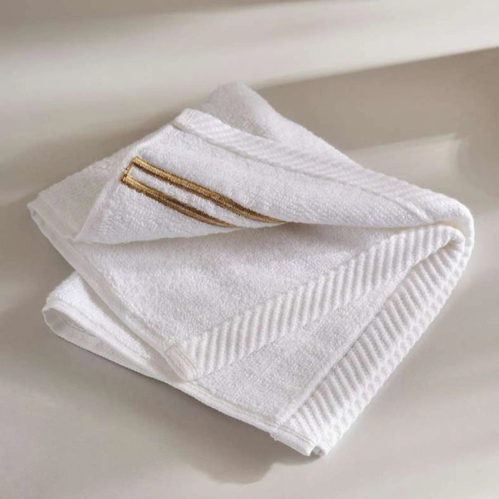 Prime Line Embroidered 4 Piece Fingertip Towel 30X30 Cm-White/Gold Pan Home